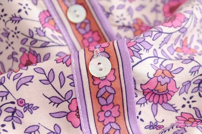Женская блузка на пуговицах BOHO розовая Повседневная Блузка с длинным рукавом