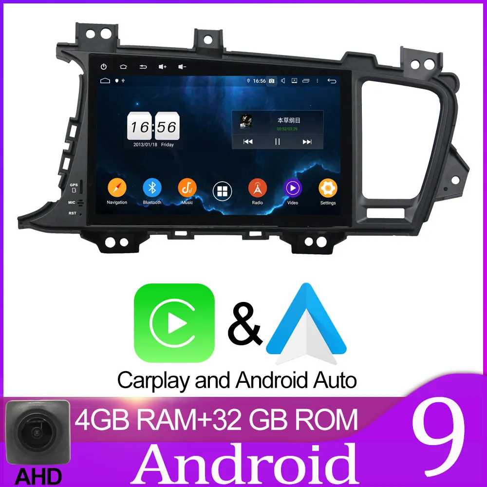 32GB carplay Owtosin " автомобиль радио Мультимедиа Видео плеер навигации gps Android 9,0 для Kia K5/Оптима 2011 2012 2013 автомобиль 4 Гб Оперативная память - Цвет: 32GB carplay