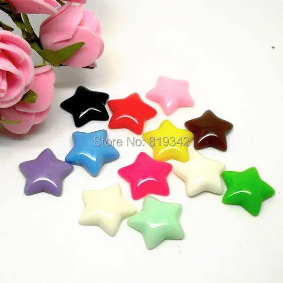 

Free Shipping 100pcs/lot 16x16mm Mix Color Style Cute Star Resin Beads Flatback Cabochon Scrapbook Fit DIY Phone Decoration