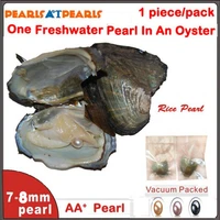 100pcs 7 8mm single aa rice cultured fresh water pearl with vacuum packed pearl in oyster with natural pearls