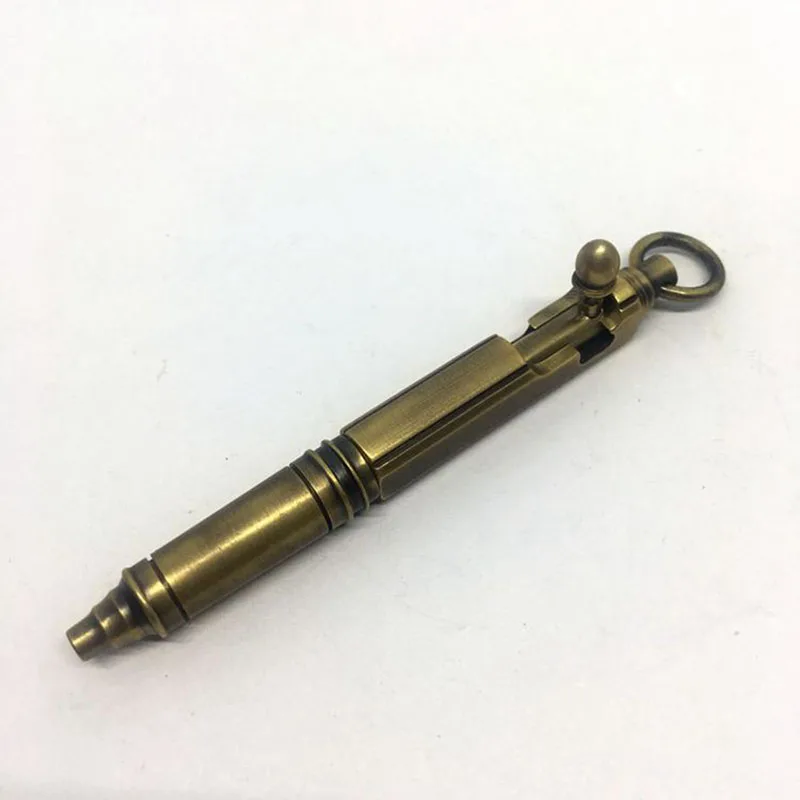 

Handmade Mini Machine Pen Old Technique Metal pendant Ballpoint Pen Self Defense EDC Tool Outdoor