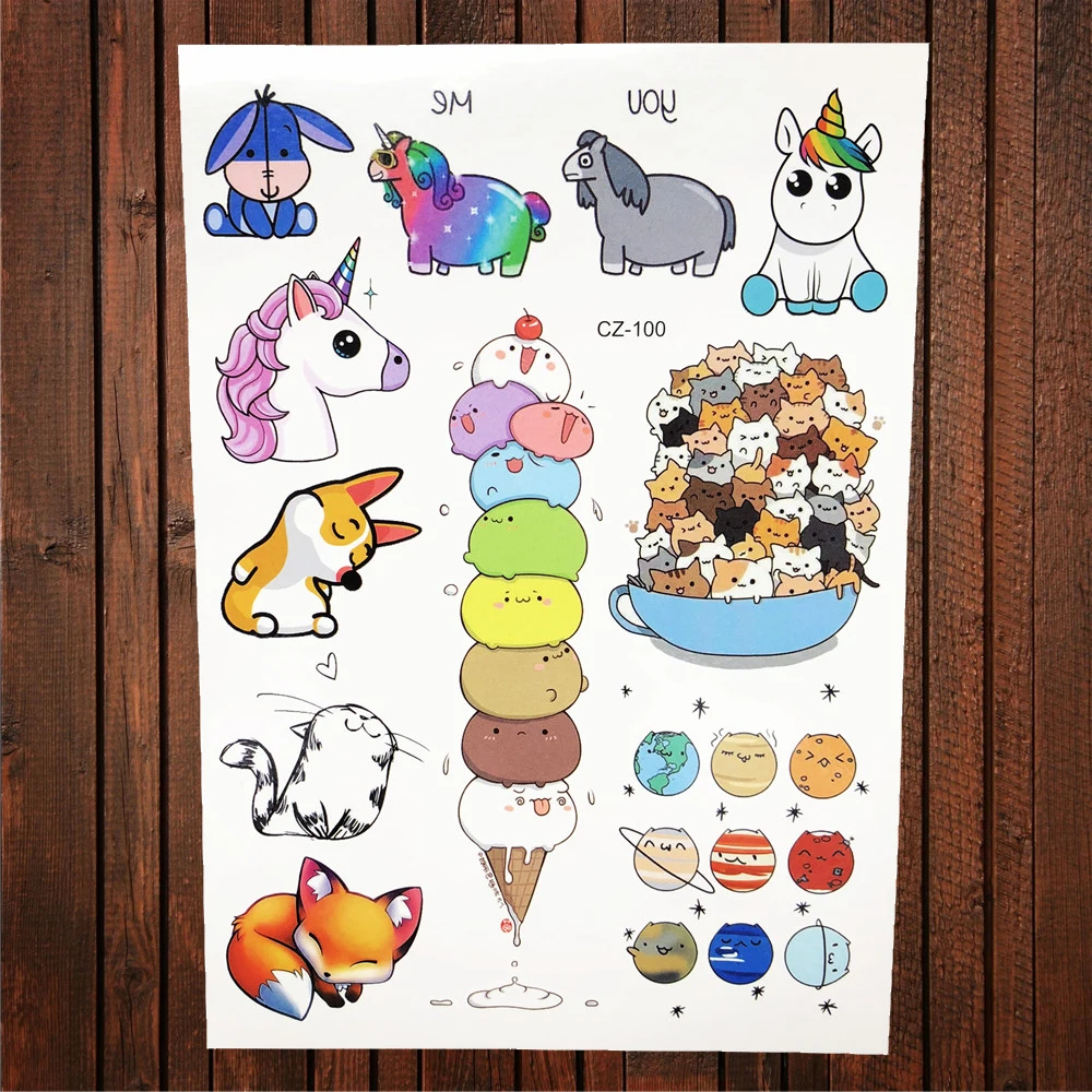 FANRUI Geometric Temporary Tattoo Stickers Men Women Flower Waterproof Tatoo Children Cartoon Unicorn Kids Christmas Gift | Красота и