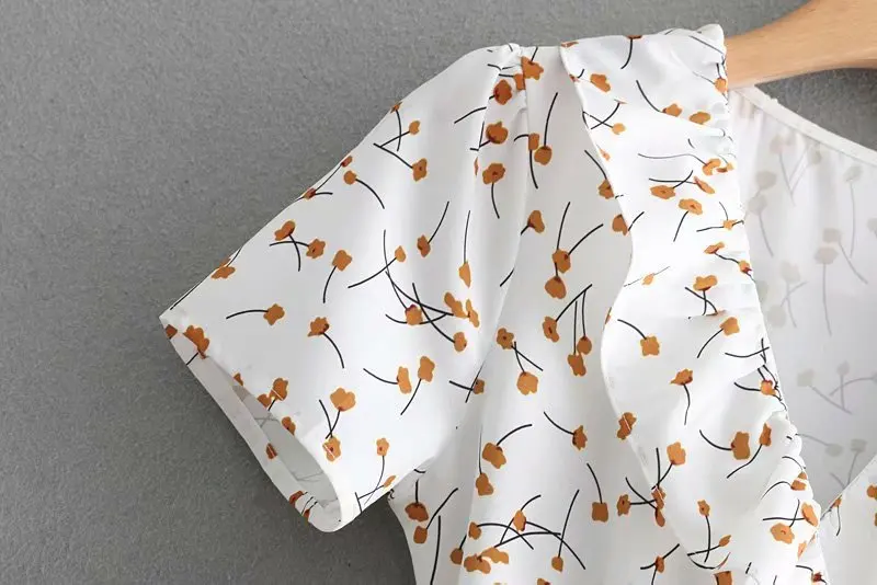 Женское модное платье с v-образным вырезом и коротким рукавом цветочным принтом