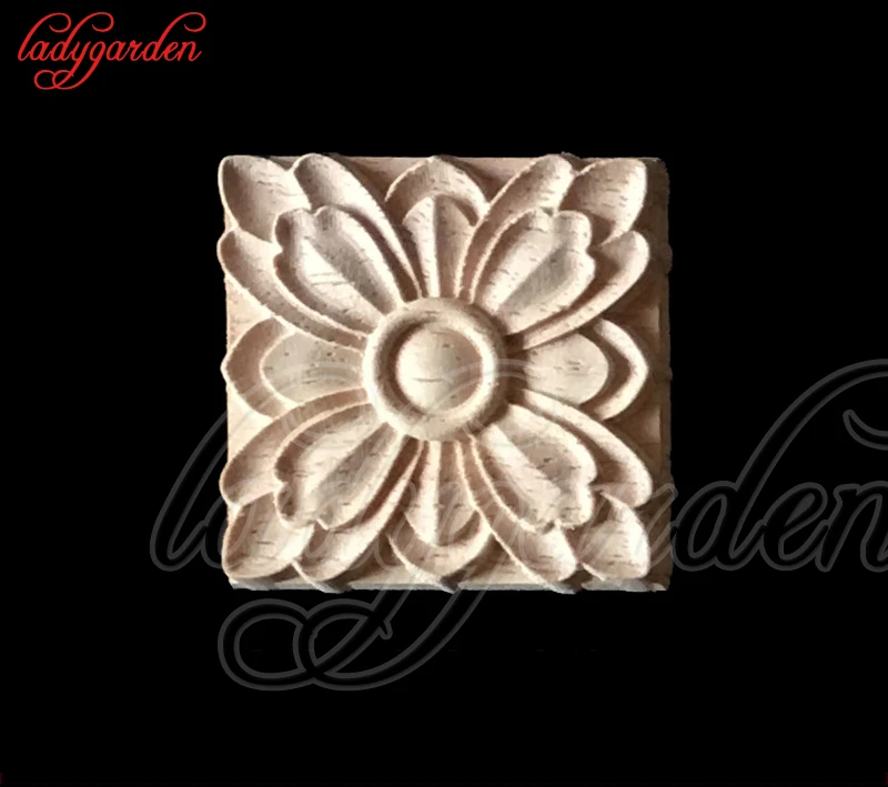 Аппликации из натурального дерева для резьбы по дереву 4*4 см Неокрашенная