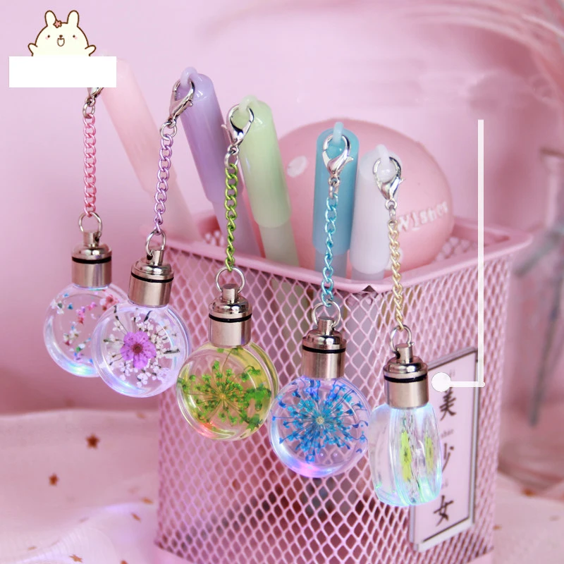 Гелевая ручка Милая конфетная расцветка сушеные цветы кулон с красочным