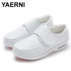 Кроссовки YAERNI женские на платформе, сплит-кожа, лоферы, меховые, на воздушной подушке, для медсестер, белые, Осень-зима 2019