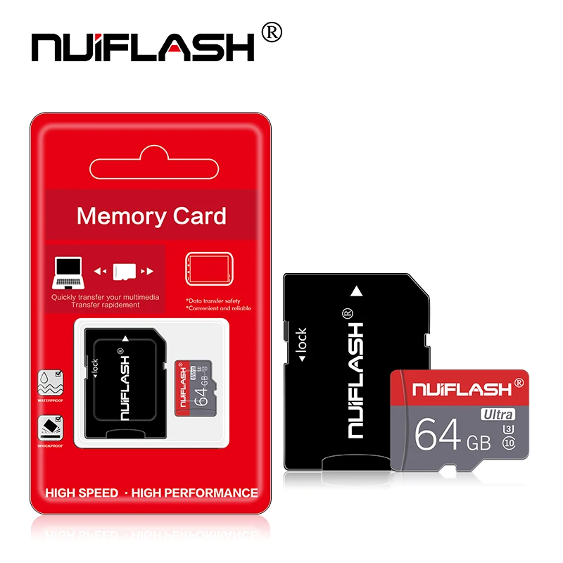 Nuiflash 100% Оригинальный Micro SD карты V30 UHS I высокое Скорость 100 МБ/с. TF Card 64 Гб 128 карта - Фото №1