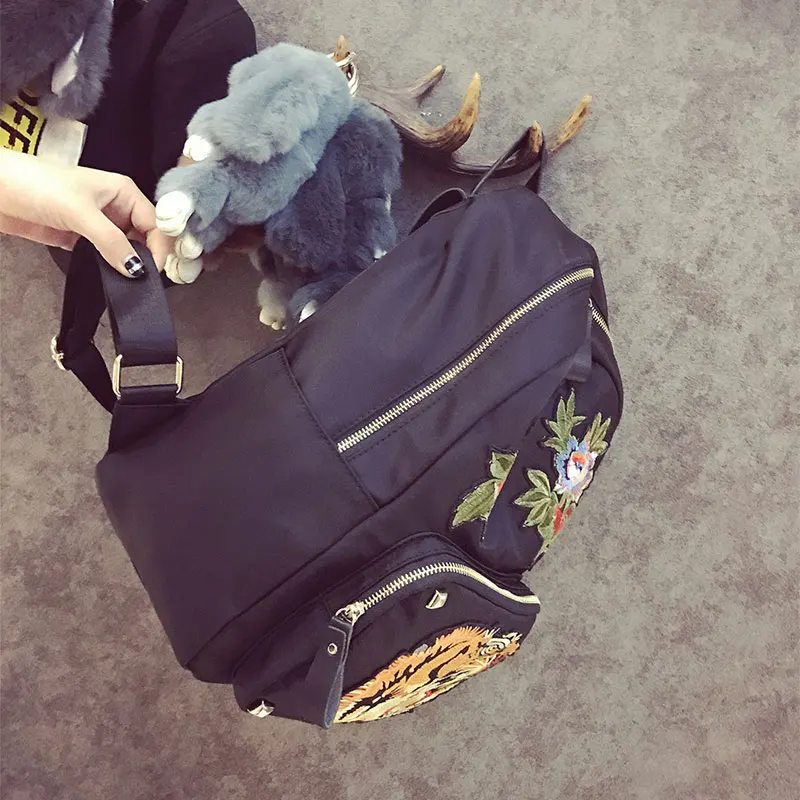 Новая мода Mochila Вышивка Тигр рюкзаки женские оксфорды путешествия школьная сумка