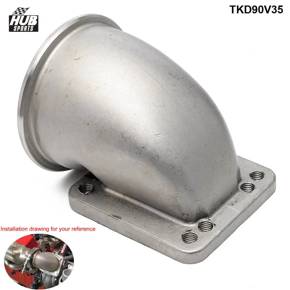 1 комплект фланец адаптера из нержавеющей стали T4/T3 Turbo с углом 90 градусов + 3 5 дюйма Vband 304