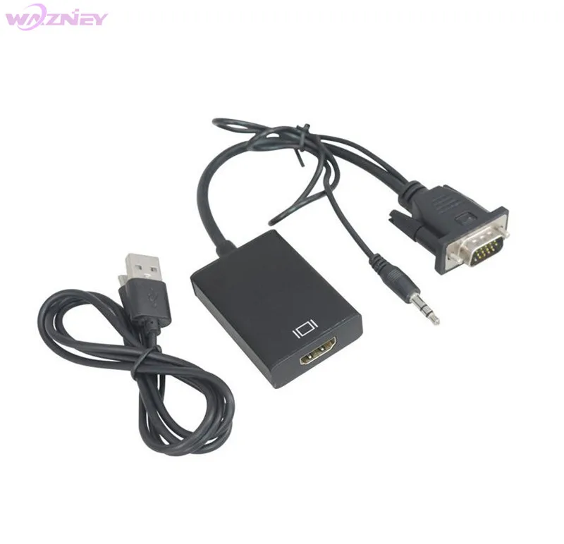 Преобразователь из VGA в HDMI кабель адаптер с аудио выходом 1080P Женский USB источник