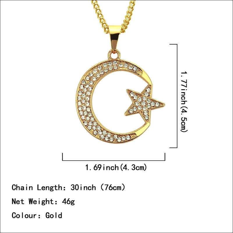1 шт. ожерелье с подвеской в виде Луны и звезды Мужская Цепочка кристаллами стиле