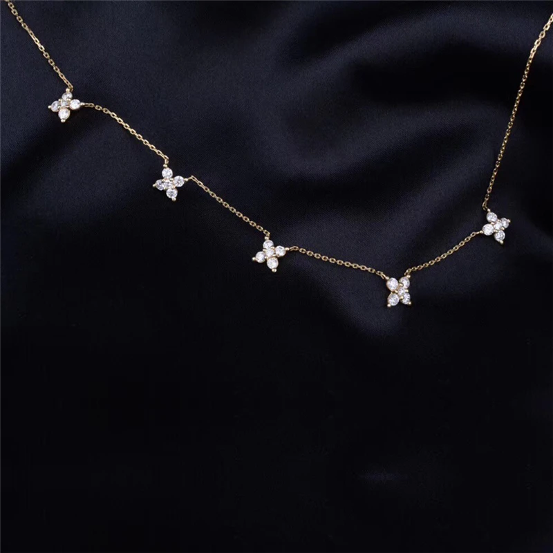 Miglior Aazuo Choker Reale 18 K Oro Bianco Reale Diamanti IJ SI Fata Fiore Collana Dotato Per Le Donne Di Fidanzamento Di Cerimonia Nuziale Della Catena Au750