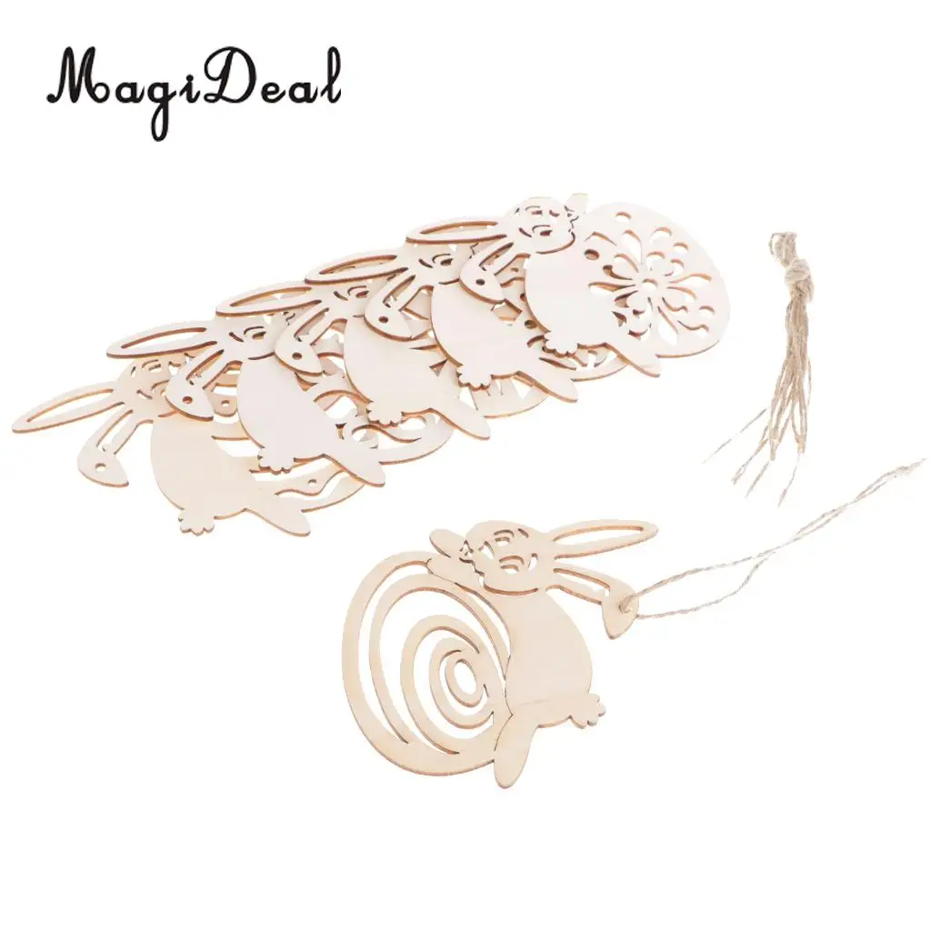 

MagiDeal 6 Pieces Blank Easter Bunny Rabbit Tree Pendents Party Hanging Wooden Tags