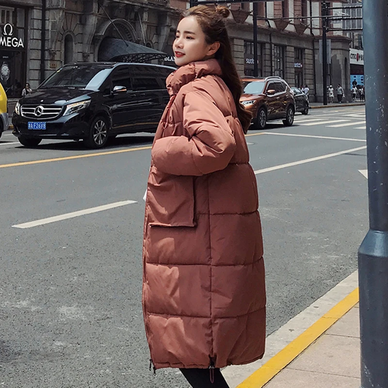 Зимняя куртка парка повседневная однотонная с воротником стойкой большим