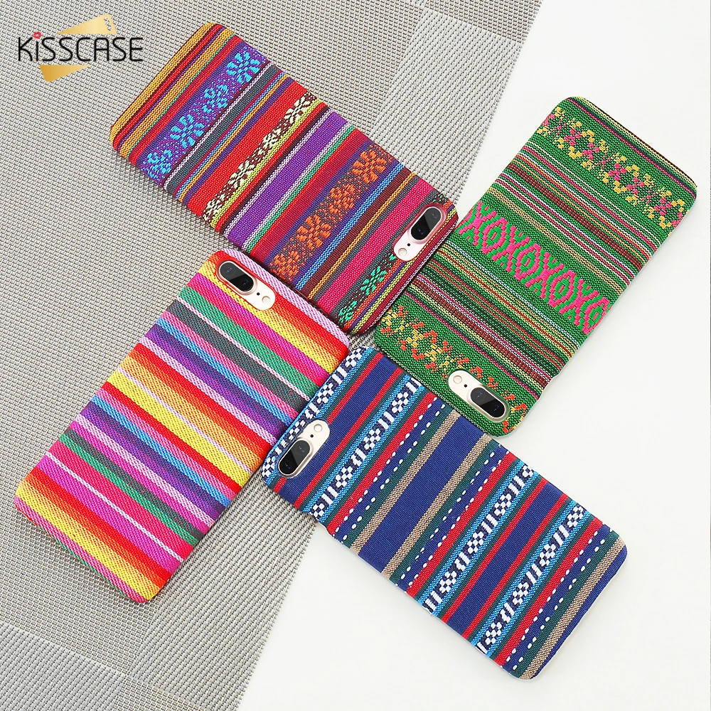 KISSCASE Bohemia Style Phone Case For iPhone 7 8 6 6S Plus X Colorful New Cloth Cases 5 5S SE Back Covers Coque |