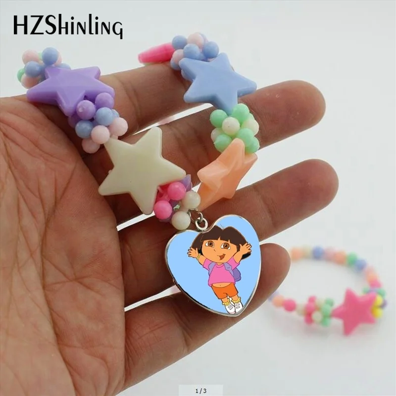 HZShinling Дора Исследуйте ожерелье мультфильм ювелирные изделия маленькая девочка кулон ювелирные изделия ожерелье из бисера для детей Рождественский подарок