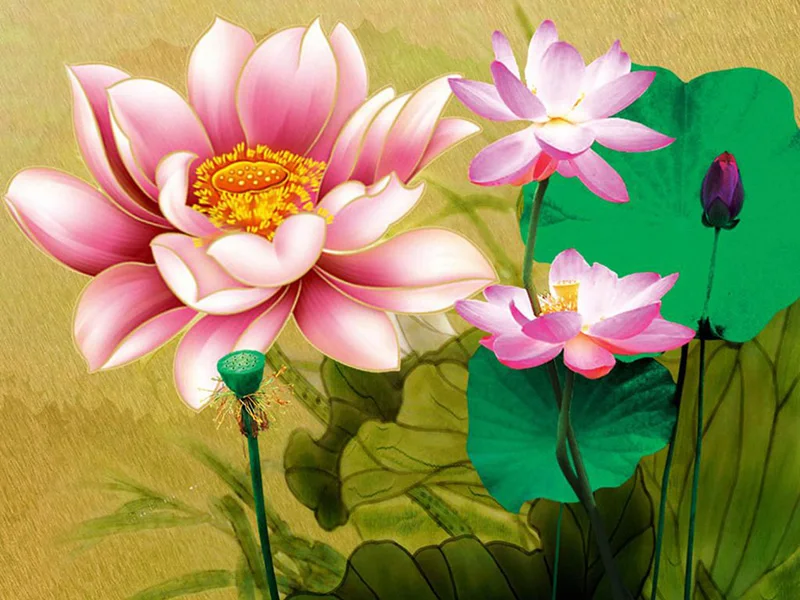 5d Diamond Embroidery Lotus Blooms Mosaic Crystal Cross Stitch Full Square Painting DIY Sticker Decor Paintings | Дом и сад