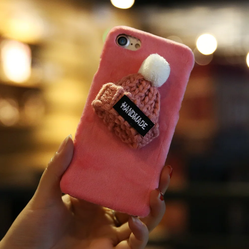 SEXY NEW 2017 Kisscase Новогодние товары пушистый Мех чехол для iphone 8 7 6 S plus 5 5S милые