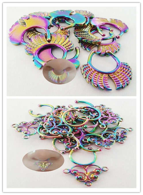 2015 горячая распродажа Радужное покрытие подвеска из индийское кольцо в нос