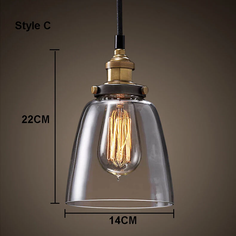 Цена оптовой продажи E27 Лофт Винтаж промышленных Edison ЛАМПЫ ясно Стекло абажура под старину Медь dropLight 110 В 220 В для Спальня