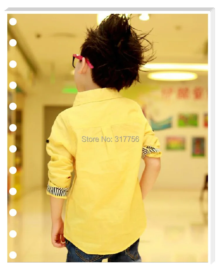 Однотонная рубашка с длинными рукавами в Корейском стиле для мальчиков детская