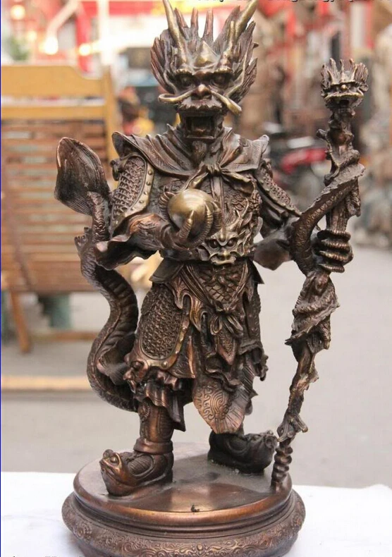 

fast shipping USPS to USA S0103 17 China Temple myth Refined Red Copper Bronze sea dragon King God buddha statue