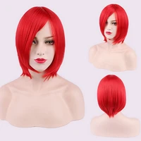 high quality thick short bob wig cosplay costume synthetic hair pink orange yellow grey black white blue purple wigs for women
