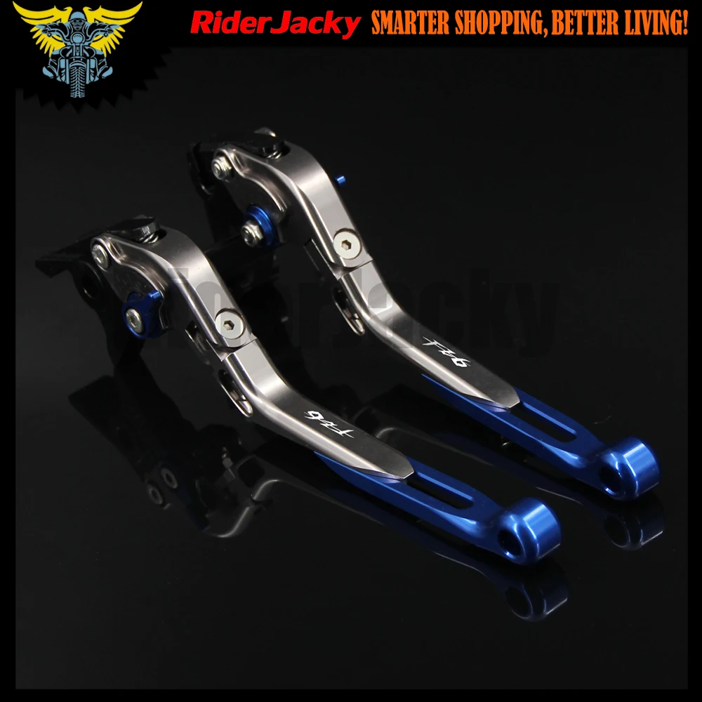Логотип :( FZ6) синий и Титан ЧПУ Регулируемая мотоциклов сцепные рычаги для Yamaha FZ6