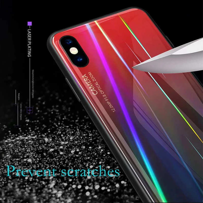 Градиент Аврора пламени закаленное Стекло для samsung galaxy S9 S10 плюс лазер Красочная