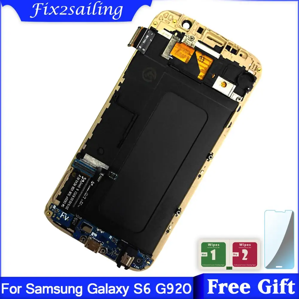 Дисплей для samsung S6 G920 G920A G920F ЖК-дисплей Сенсорный экран планшета Ассамблеи + рамка