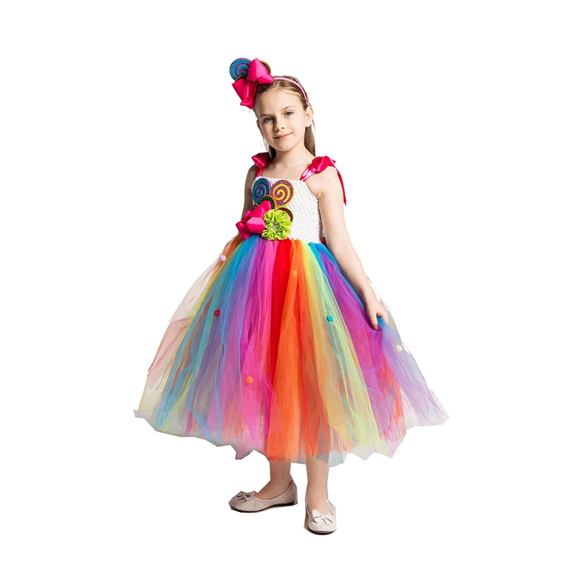 Girls Candy Dress 1 Радужное платье леденец для детей; модельное платье для маленьких девочек; костюмы для выступлений; летняя детская одежда для дня рождения - Цвет: Girls Candy Dress 1