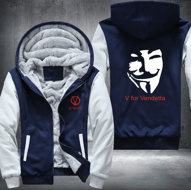 Новые Зимние V for Vendetta маска рейнджеров мужские толстовки с капюшоном утепленные