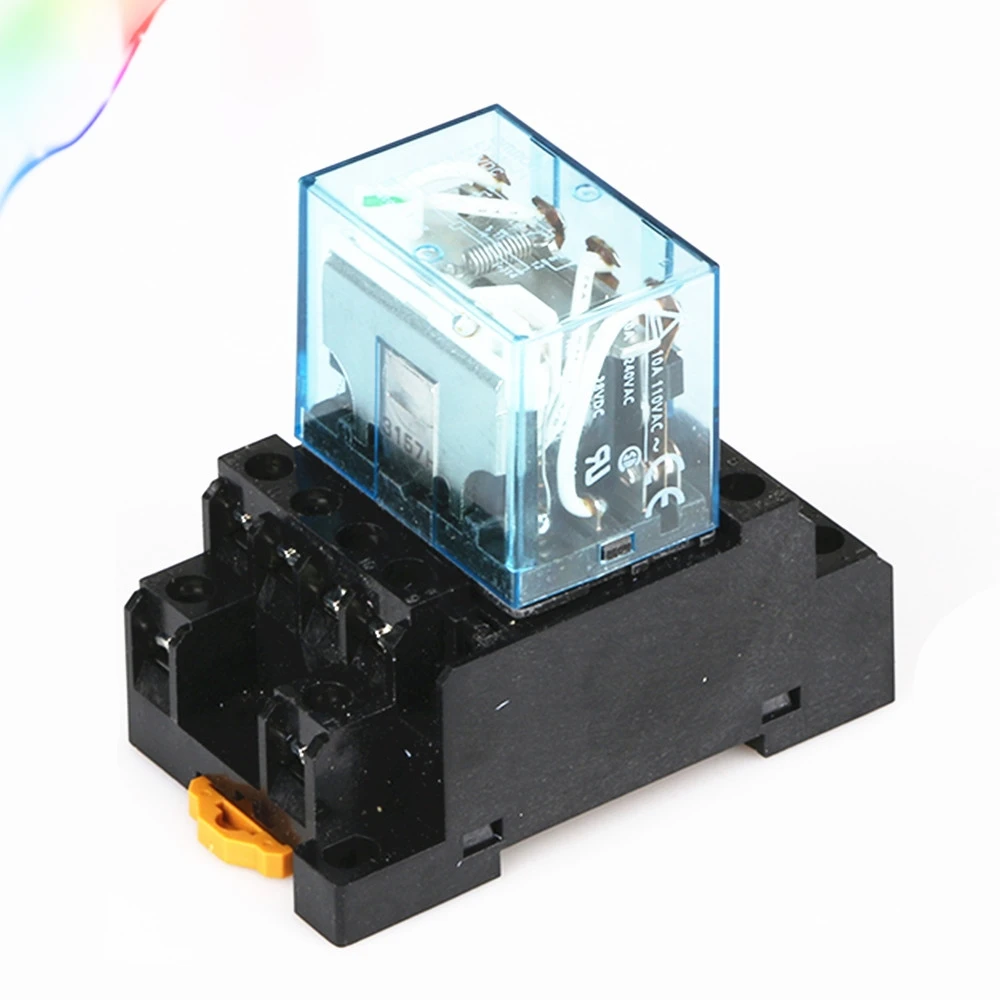 HH64P LY4 DC12V/DC24V/DC110V/DC220V катушки 14-контактный 4PDT зеленый светодиодный