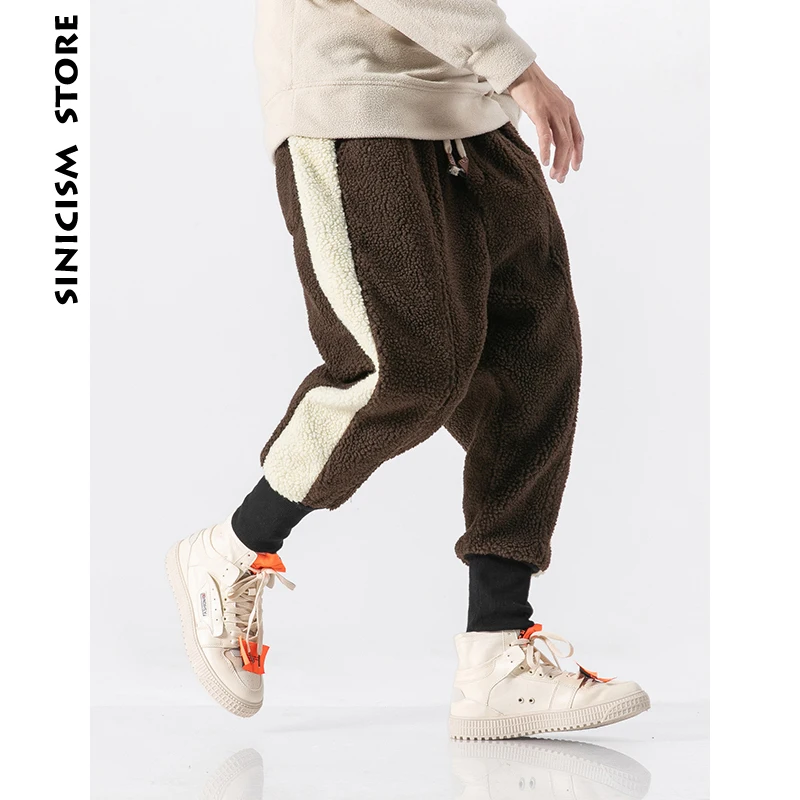 Sinicism Store мужские шерстяные штаны в полоску 2018 хлопковые шаровары Хип хоп черные
