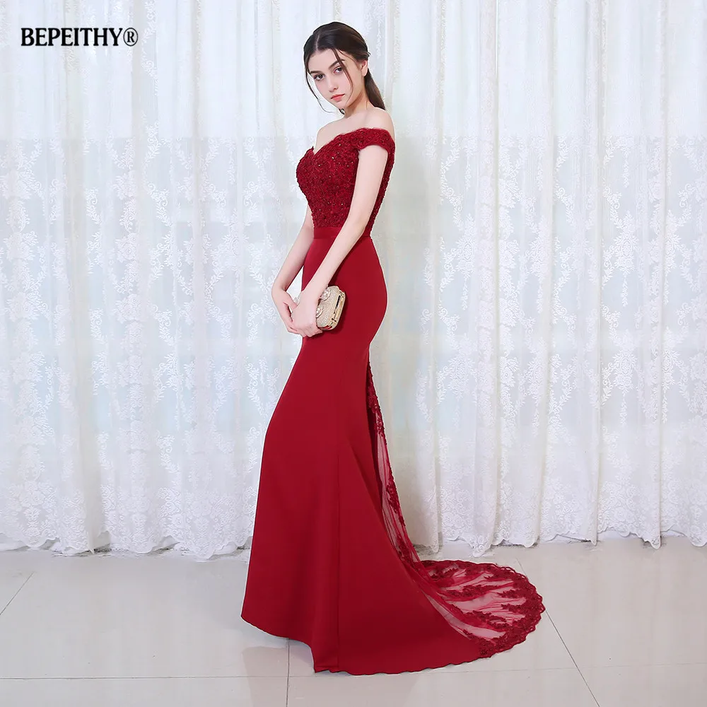 BEPEITHY Robe De Soiree Русалка бургундское длинное вечернее платье вечерние элегантные