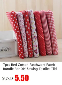 7pcs Red Cotton Patchwork Fabric Bundle For DIY Sewing Textiles Tilda Doll Cloth Quilting Tissue 50cmx50cm