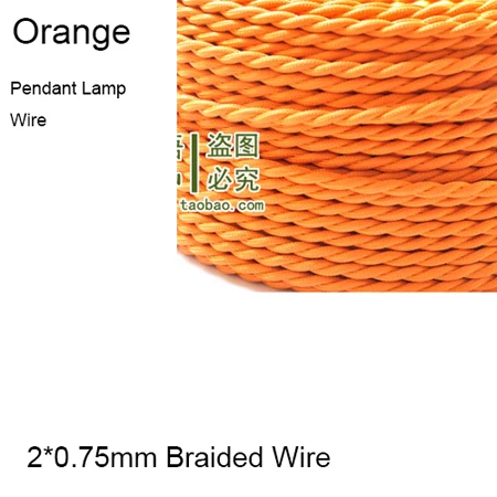 Orange 2*0,75 мм Электрический провод витой текстильный кабель подвесной светильник шнур Эдисона винтажный светильник ing подвесной светильник - Цвет: Orange