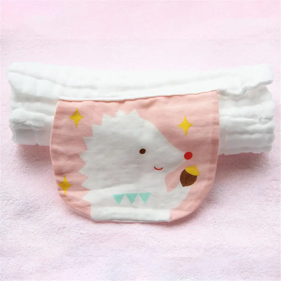 pink hedgehog 1 шт., детский бюстгальтер-полотенце, хлопок, дышащий, 6 слоев, марлевые прокладки, слинг, пот, салфетки, многоразовый, с милым рисунком, детский бюстгальтер-полотенце - Color: pink hedgehog