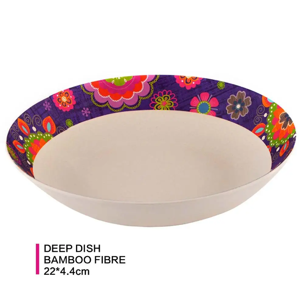 8.5inch deep plate FISSMAN тарелка из бамбукового волокна, обеденное блюдо, поднос для еды, салатник, посуда, столовый набор - Цвет: 8.5inch deep plate