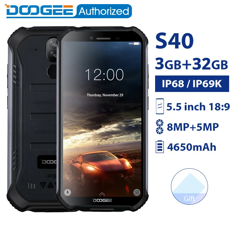 DOOGEE S40 смартфон с 5 дюймовым дисплеем четырёхъядерным процессором MTK6739 ОЗУ 3 ГБ ПЗУ