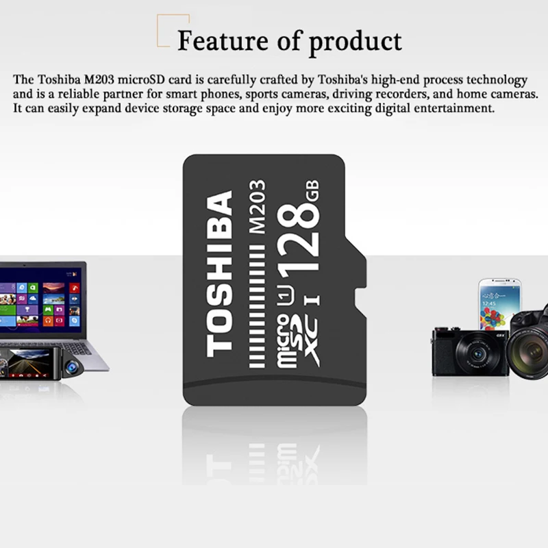 Карта Micro SD TOSHIBA M203 карта флэш памяти на 16 ГБ 32 SDHC 64 128 SDXC U1 класс 10 TF/SD памяти|Карты