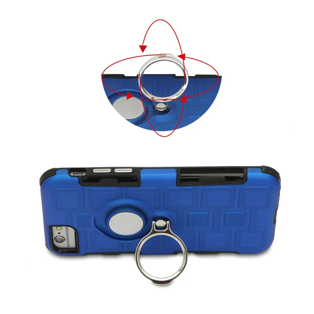 Shockproof Case for iPhone 7 8 Hybrid with Finger Ring Holder Kickstand Fit Magnetic Car Mount Cover Plus XS Fund |