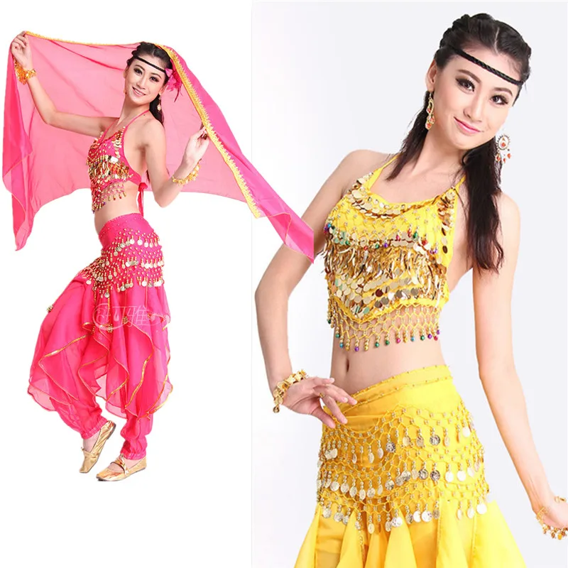 6 Colors Belly Dance Pant +Top+Belt Girls Ballroom Costume Indian Dress 3PCS/SET Oriental Costumes Cheap Price | Тематическая