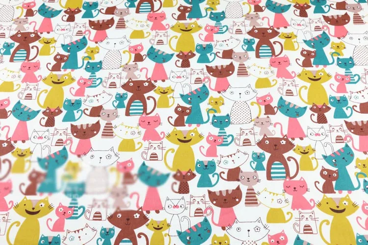Мультфильм кошка кролик звезды Хлопок Ткань DIY лоскутное шитье ремесло подушки детские постельные принадлежности украшения Teido Tissus 50x50 см