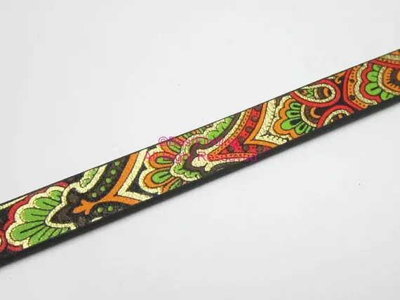 10x2mm Flat ethnic leather cord Green mixed | Украшения и аксессуары
