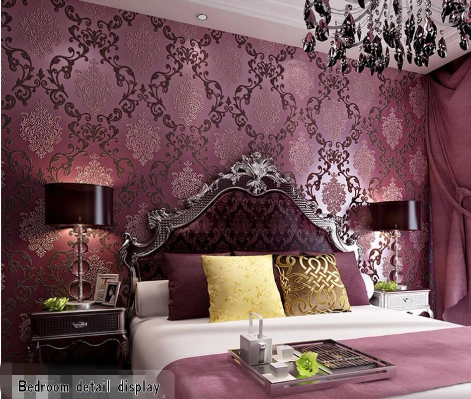 Роскошные фиолетовые, белые, желтые 3D обои в европейском стиле, Высококачественная настольная прикроватная тумбочка, свадебные комнатные обои декоративные