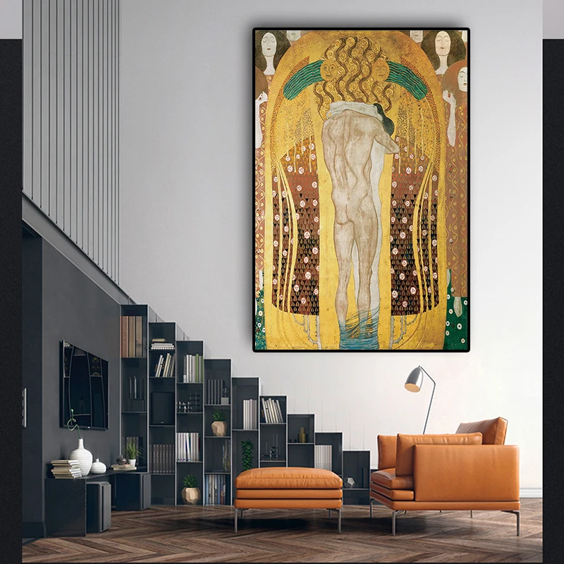 

Beethovenfries Kuss Foto Secession by Gustav Klimt Oil Painting on Canvas Posters and Prints Wall Art Picture for Living Room