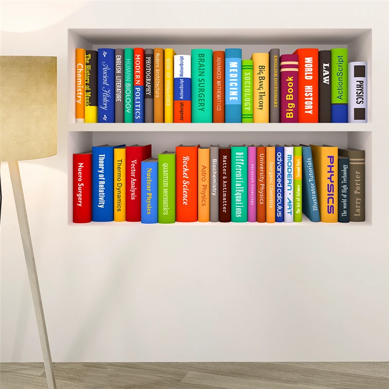 Настенная книжная полка с 3D эффектом наклейки для детской комнаты учебы