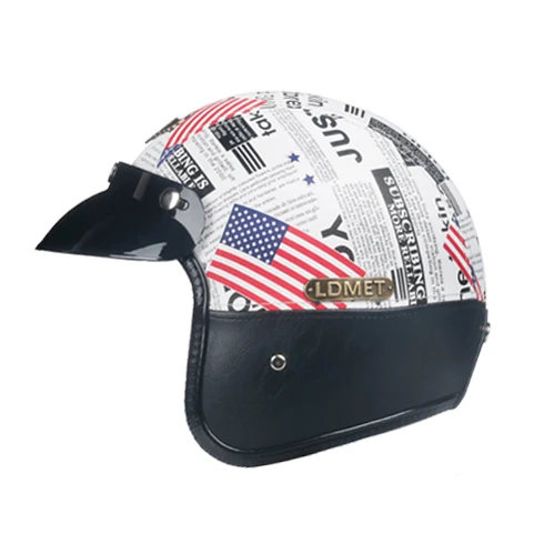 LDMET Кожа PU casco moto Винтаж moto rcycle шлем с открытым лицом камуфляж capacetes de moto ciclista vespa Кафе racer - Цвет: 10