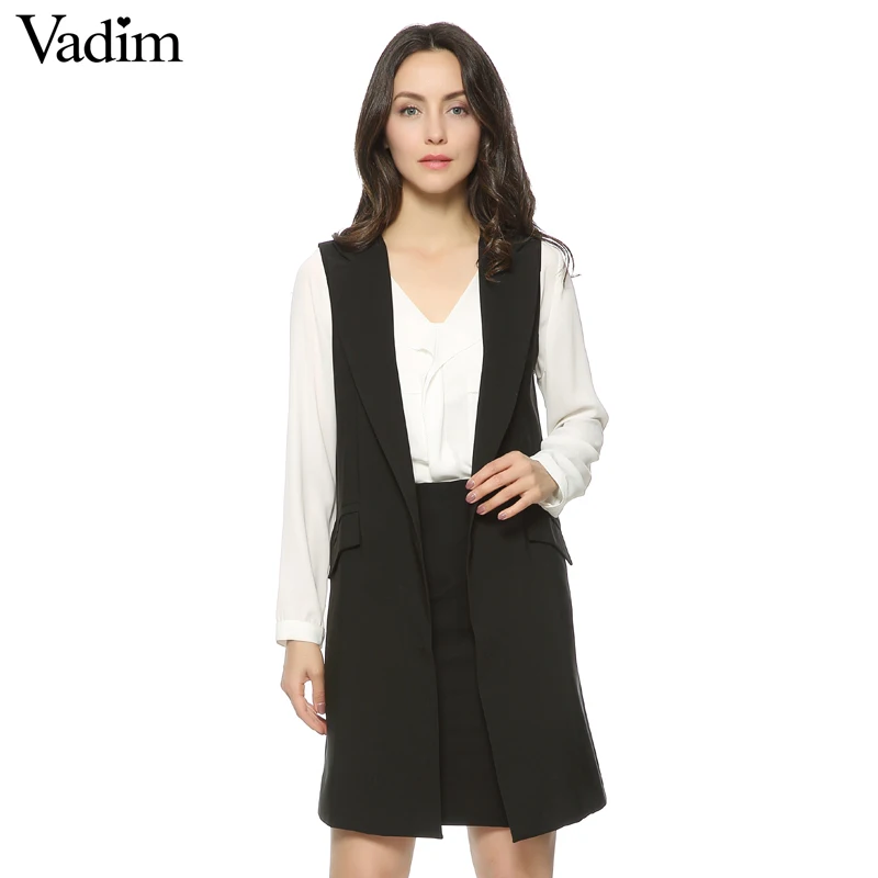 Женский Длинный жилет повседневный без рукавов в европейском стиле 4 вида цветов